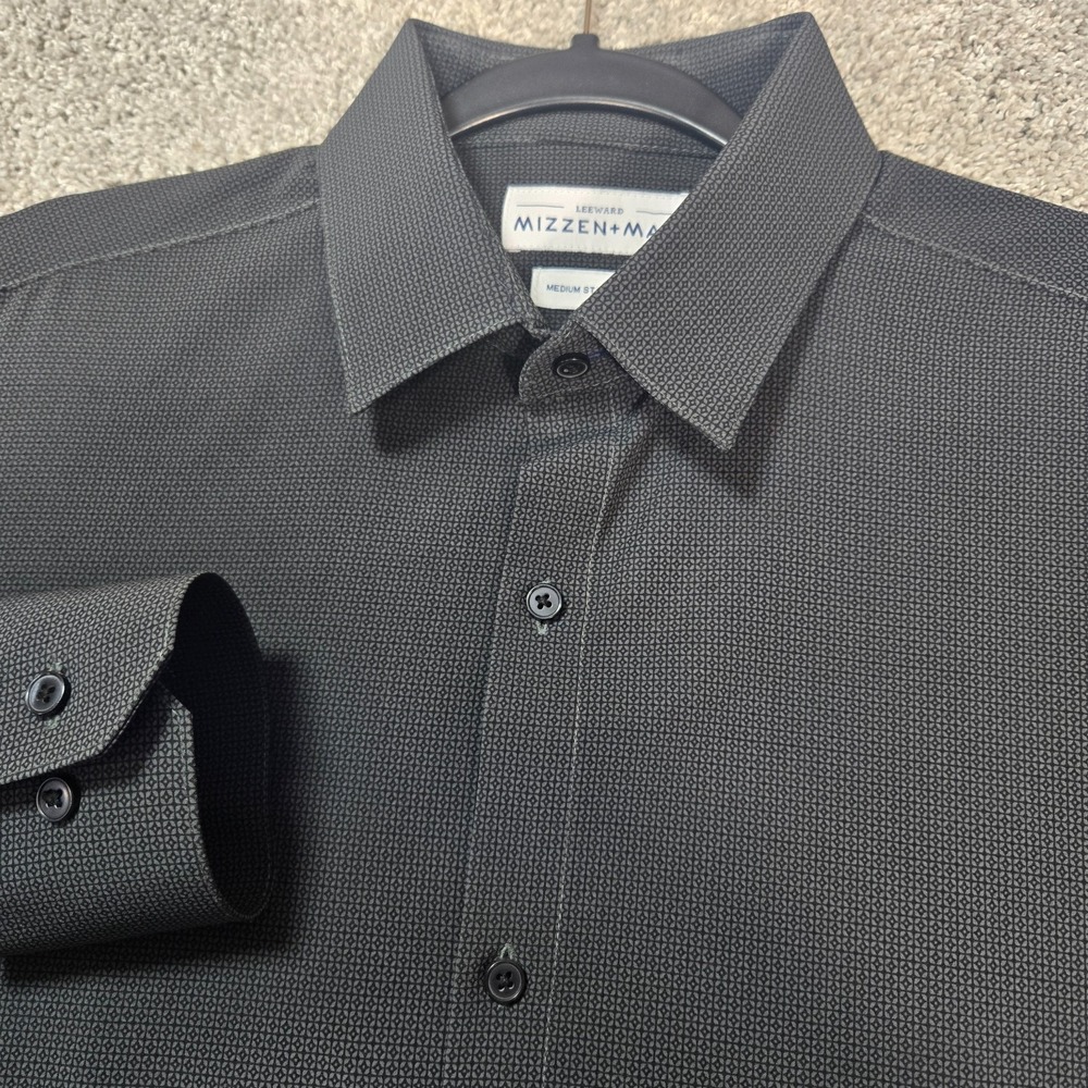 Mizzen+Main Shirt Mens Medium Standard Fit Stretch‎ Long Sleeve diamond print